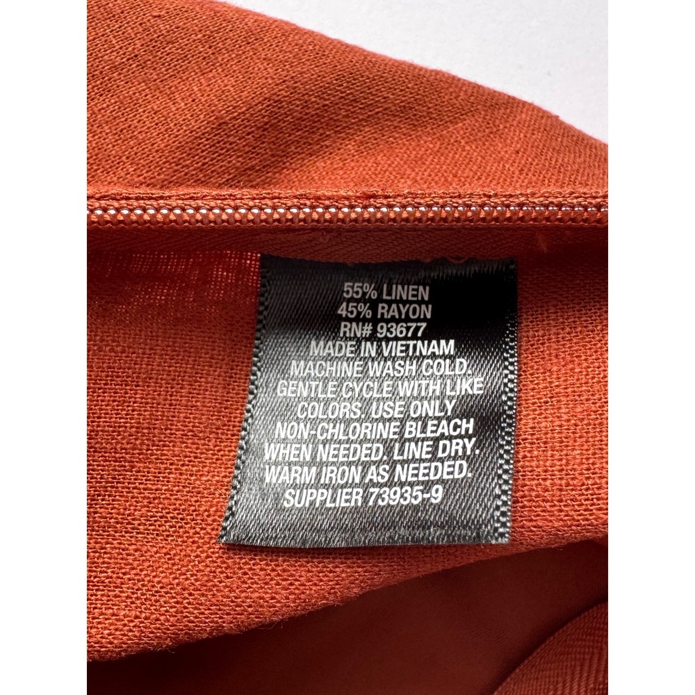 NWT Linen Blend Shorts Size 14 Rust Pleated High Rise Summer Coastal Academia - Picture 5 of 6